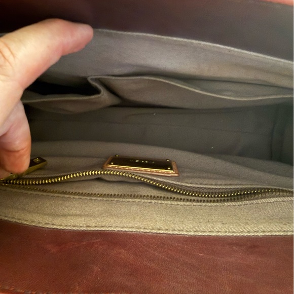 J. Crew black and maroon vintage leather Edie satchel - Picture 11 of 11